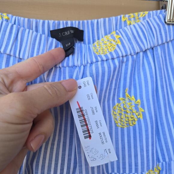 J Crew Striped Midi Skirt Blue Womens Size XS Pineapple Embroidered Lined - Picture 5 of 8